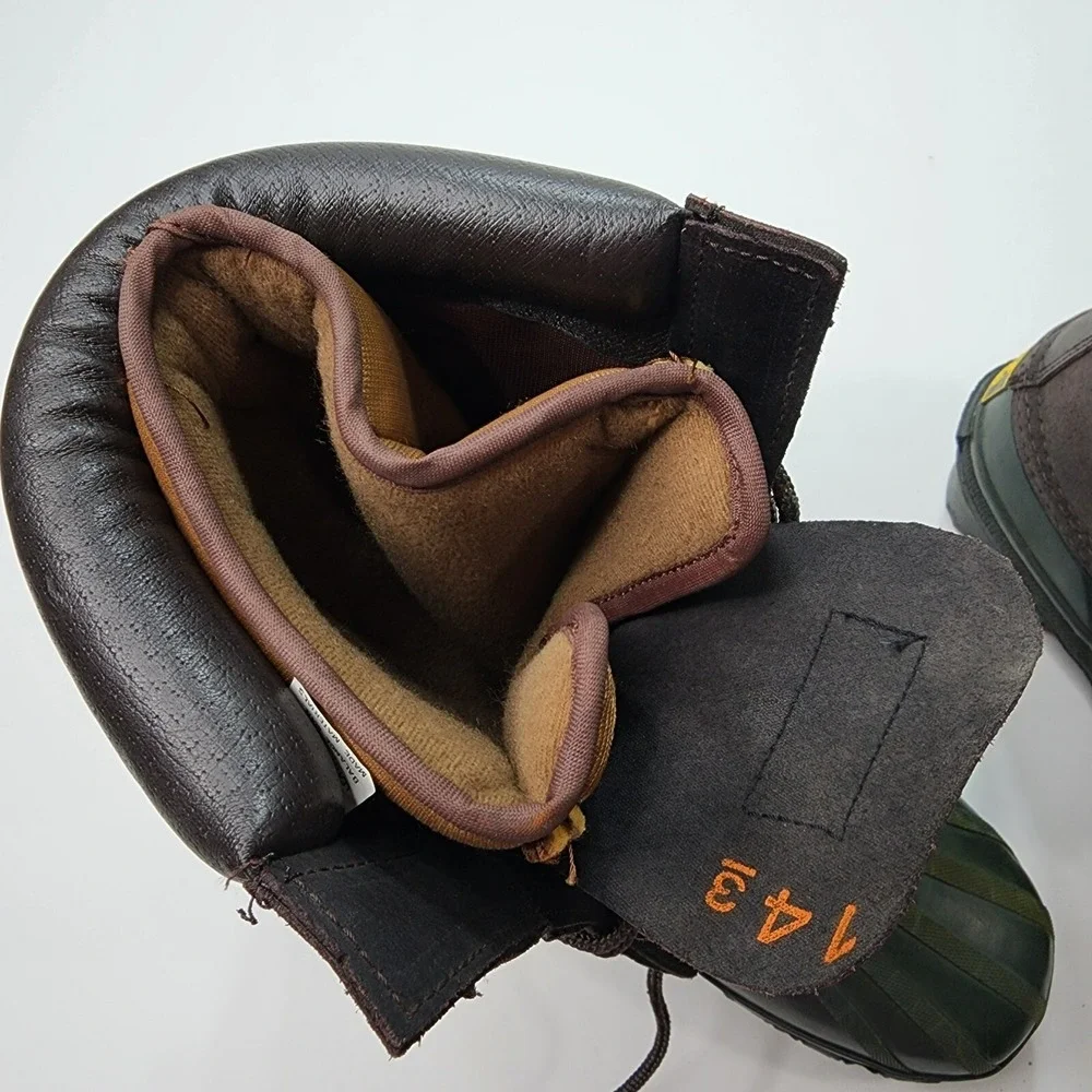 Ducks Unlimited Boots Mens 8 Black Green Leather Rubber Thermolite Steel Shank
